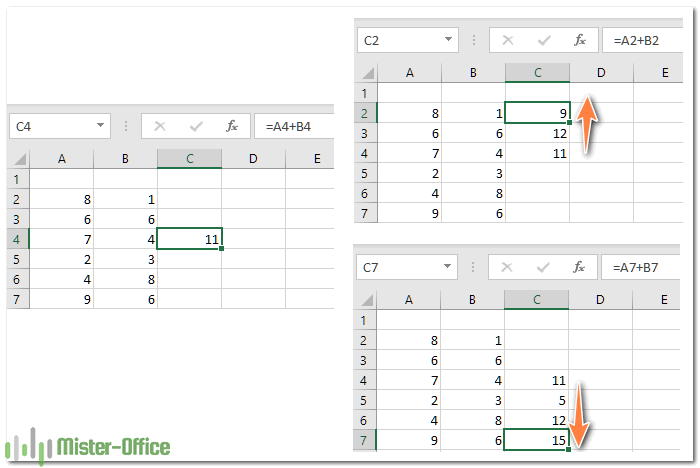 относительная адресация в Excel