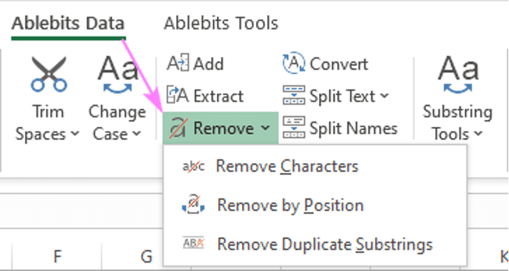 инструмент для удаления ненужного текста в Excel
